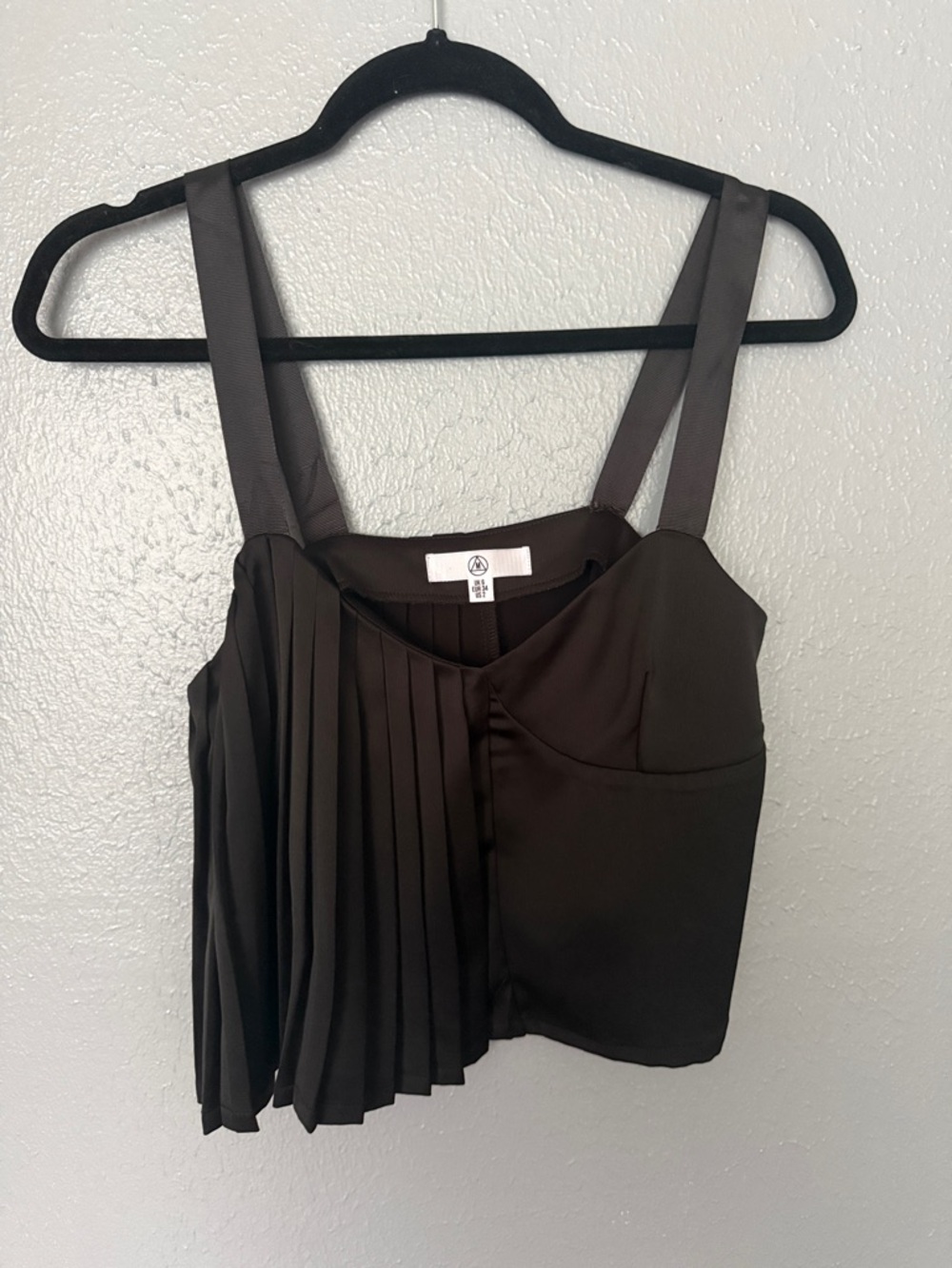 Missguided Black Pleated One-Shoulder Camisole